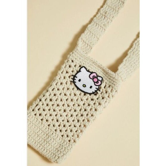 Hello Kitty Beige Crochet Crossbody Bag With Long Strap - Picture 1 of 8